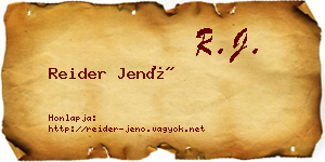 Reider Jenő névjegykártya
